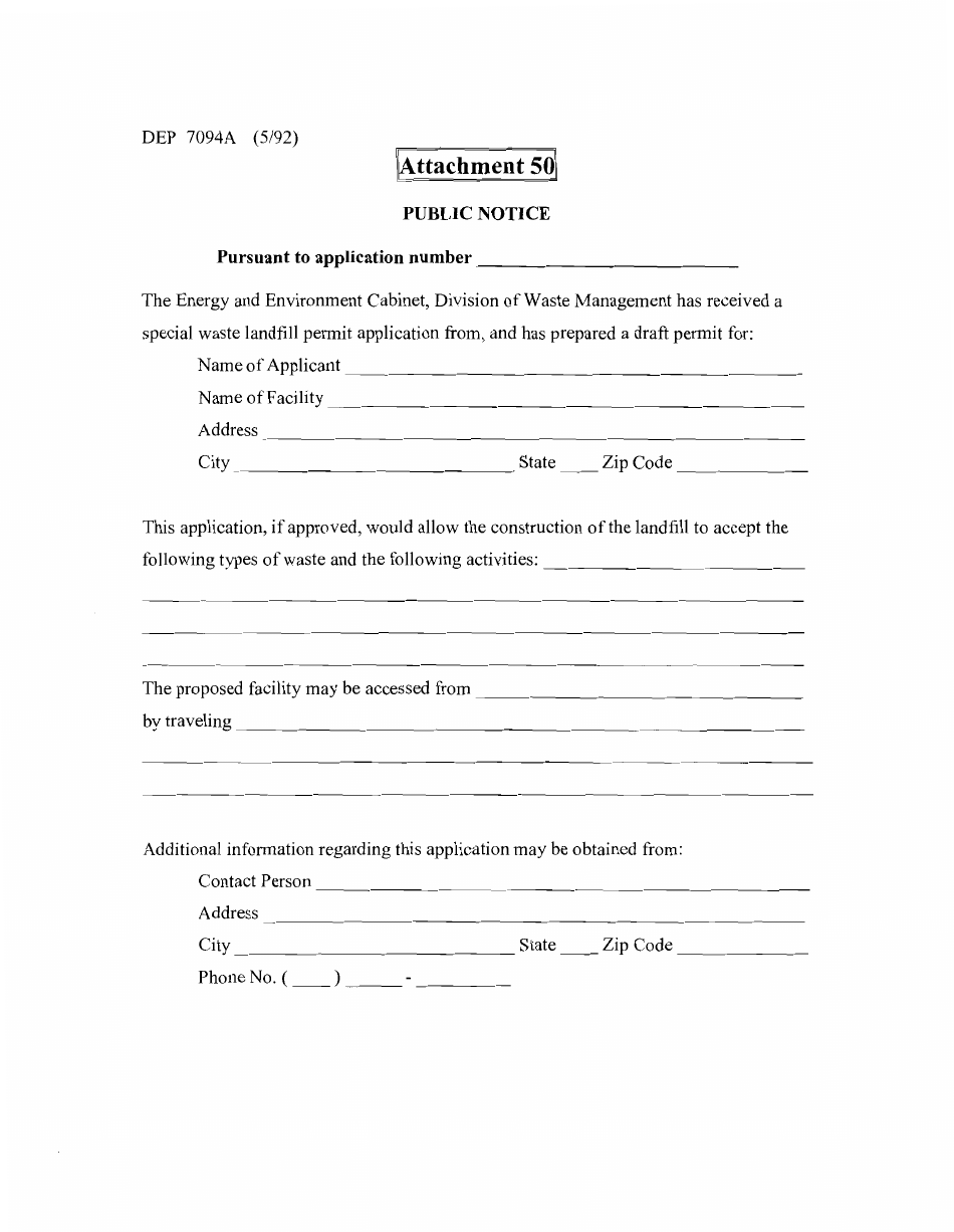 Form DEP7094A Application for a Special Waste Landfill Permit - Kentucky, Page 25