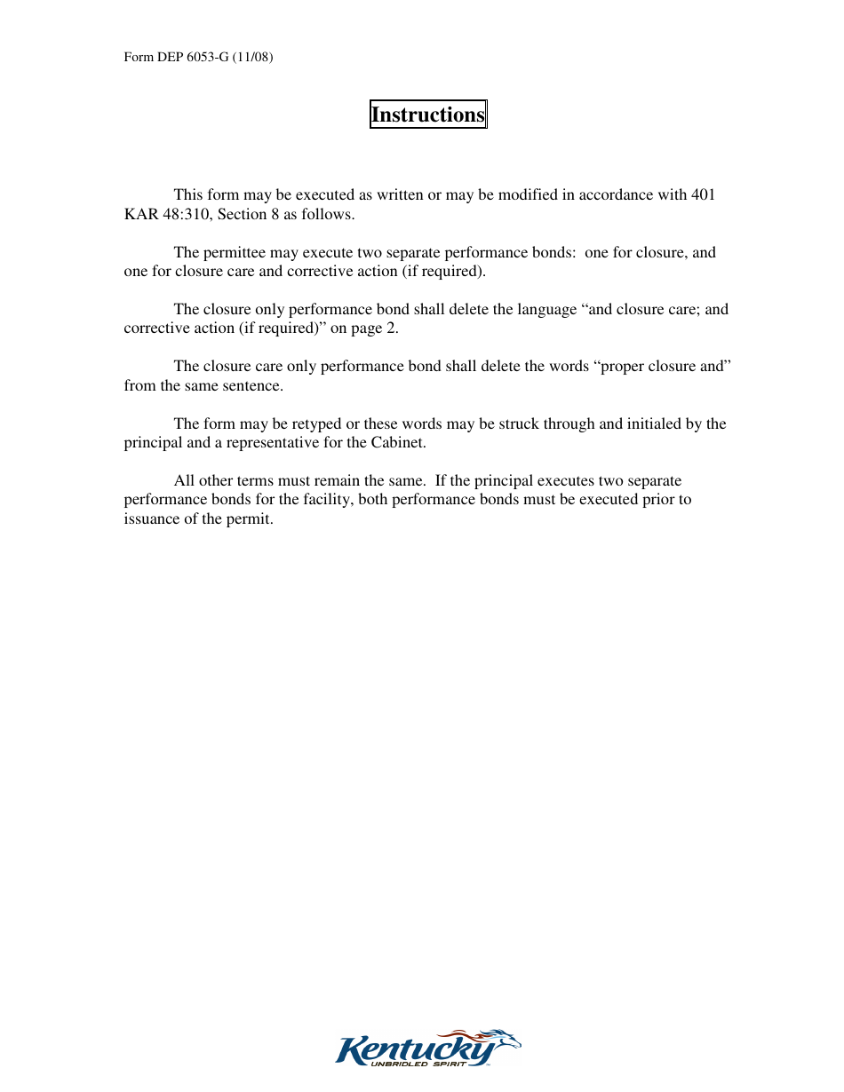 Form DEP6053-G Performance Agreement for Corrective Action - Kentucky, Page 2