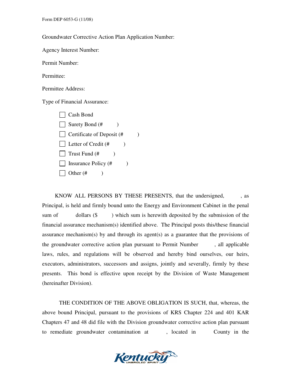 Form DEP6053-G Performance Agreement for Corrective Action - Kentucky, Page 3