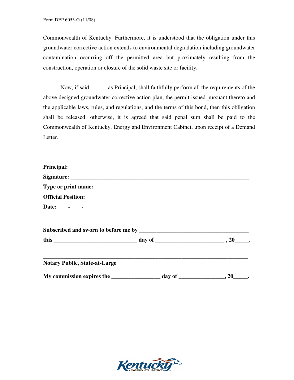 Form DEP6053-G Performance Agreement for Corrective Action - Kentucky, Page 4