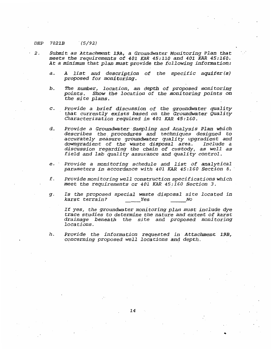 Form DEP7021B Application for a Special Waste Landfarming Facility Permit - Kentucky, Page 14