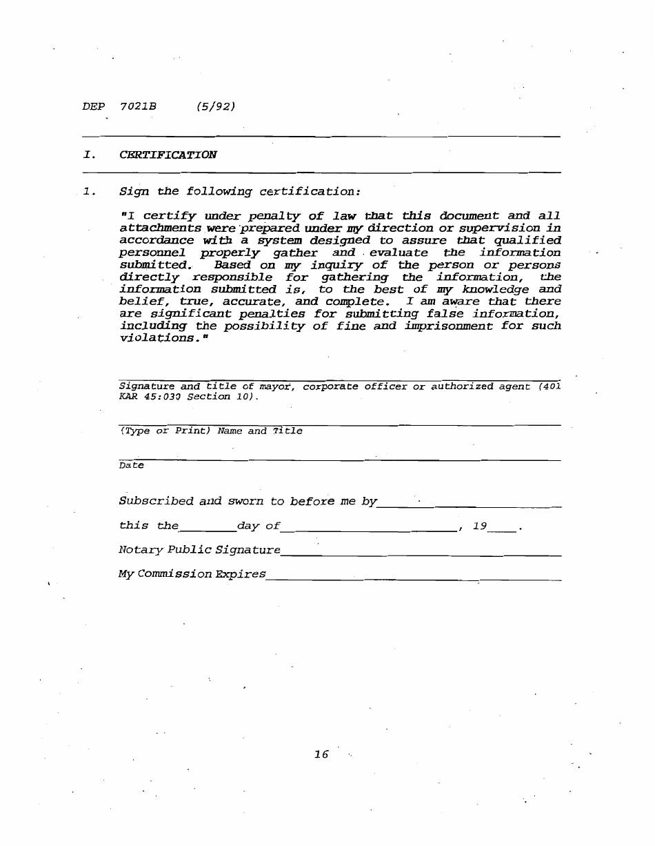 Form DEP7021B Application for a Special Waste Landfarming Facility Permit - Kentucky, Page 16