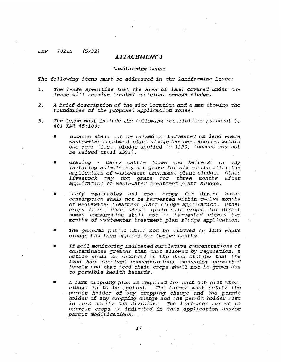 Form DEP7021B Application for a Special Waste Landfarming Facility Permit - Kentucky, Page 17