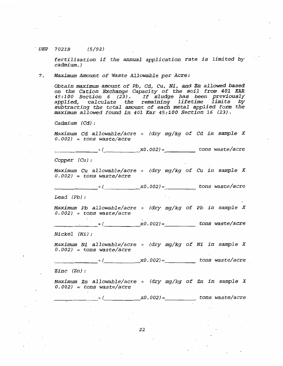 Form DEP7021B Application for a Special Waste Landfarming Facility Permit - Kentucky, Page 22