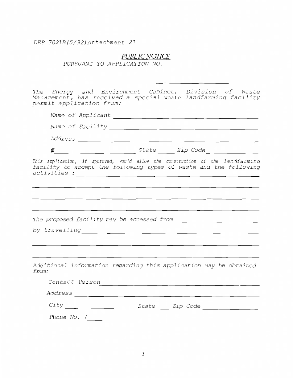 Form DEP7021B Application for a Special Waste Landfarming Facility Permit - Kentucky, Page 29