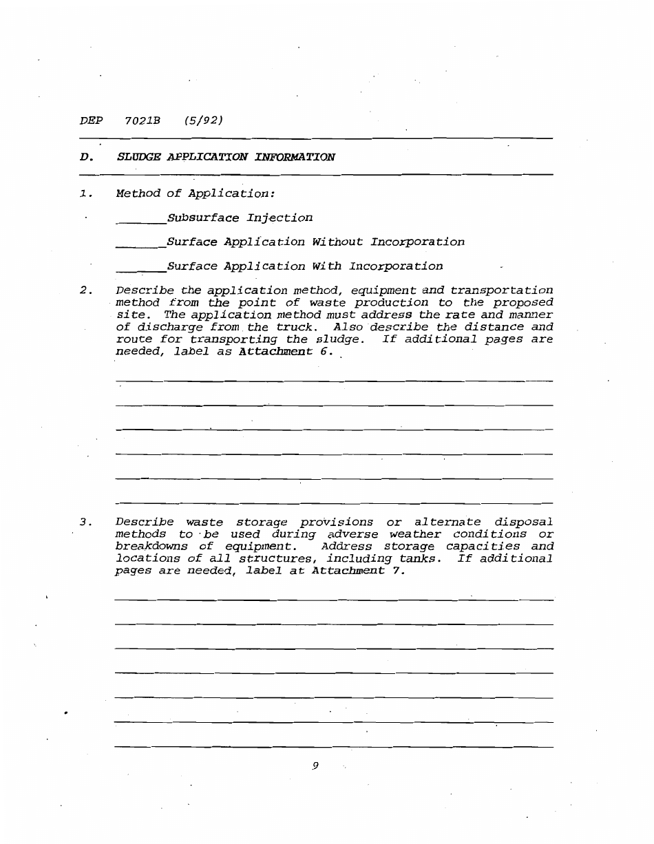 Form DEP7021B Application for a Special Waste Landfarming Facility Permit - Kentucky, Page 9