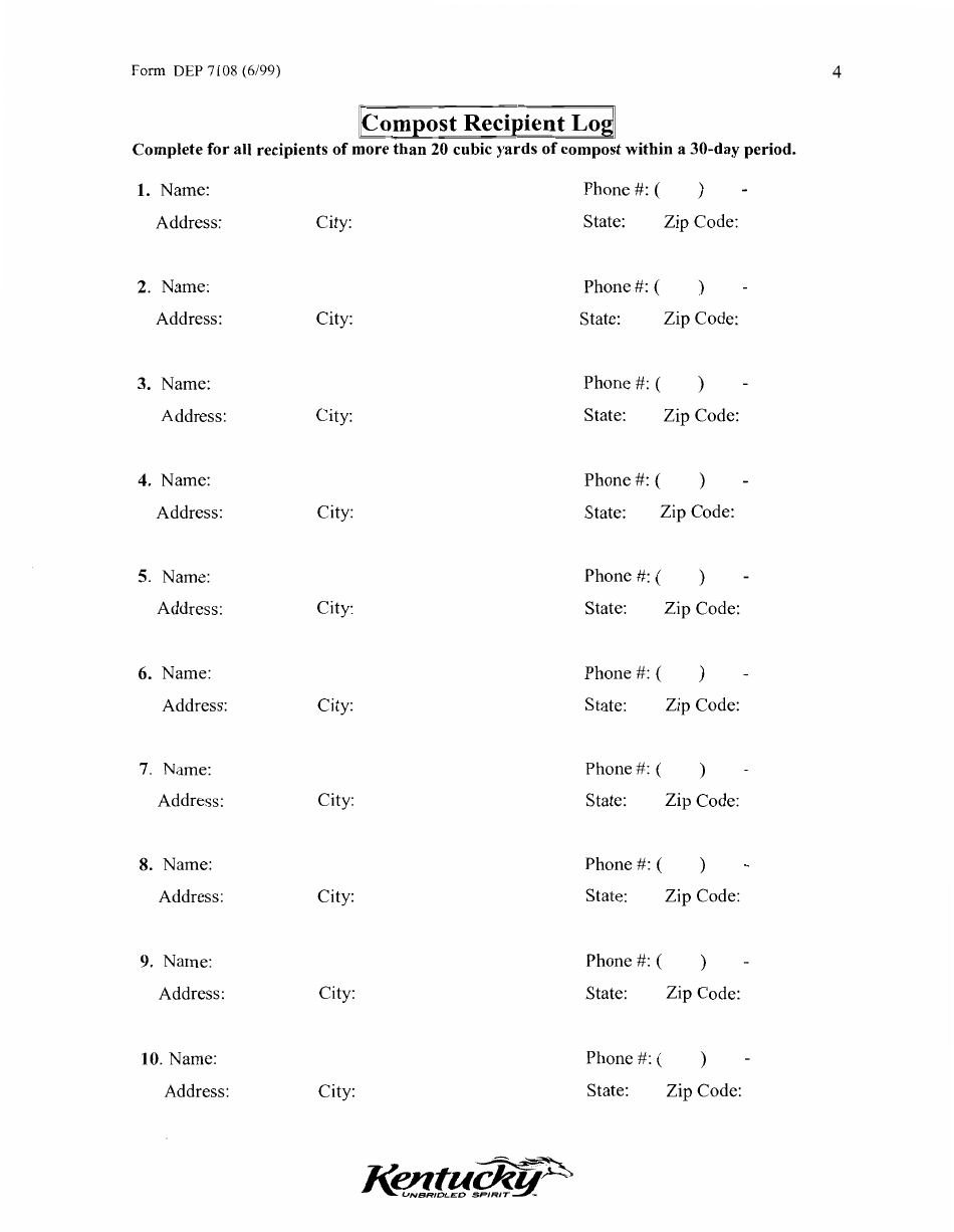 Form DEP7108 Annual Report for a Solid Waste Composting Facility - Kentucky, Page 4