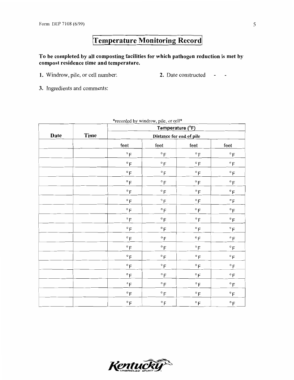 Form DEP7108 Annual Report for a Solid Waste Composting Facility - Kentucky, Page 5