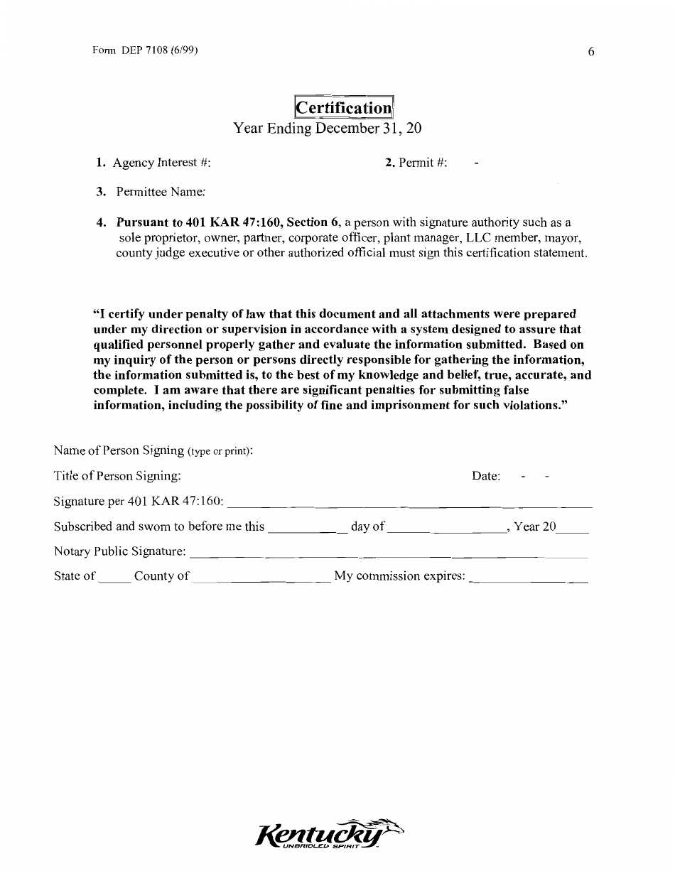 Form DEP7108 Annual Report for a Solid Waste Composting Facility - Kentucky, Page 6
