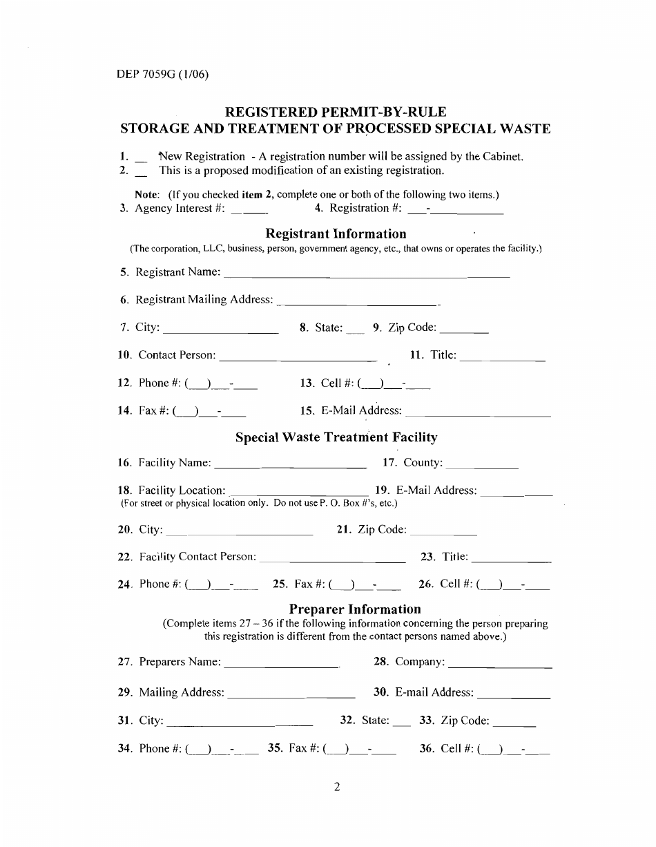 Form DEP7059G Registration for a Registered Permit-By-Rule for Storage and Treatment of Special Waste - Kentucky, Page 4