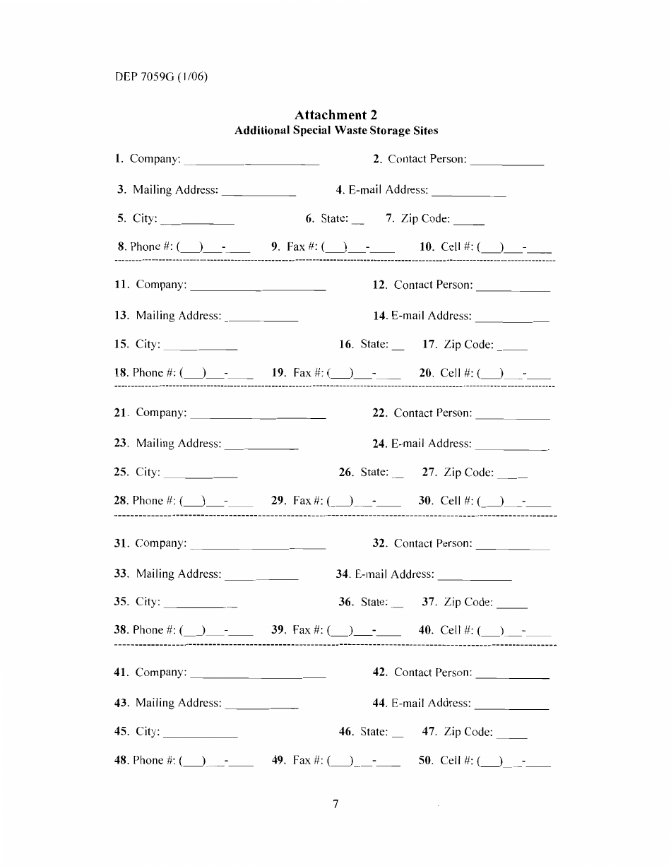 Form DEP7059G Registration for a Registered Permit-By-Rule for Storage and Treatment of Special Waste - Kentucky, Page 9
