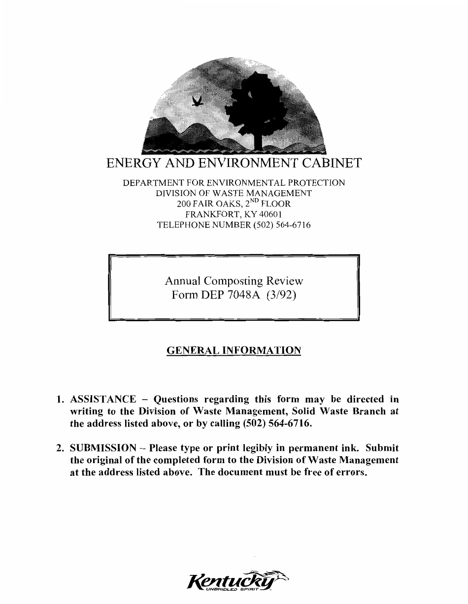 Form DEP7048A Annual Composting Review - Kentucky, Page 1