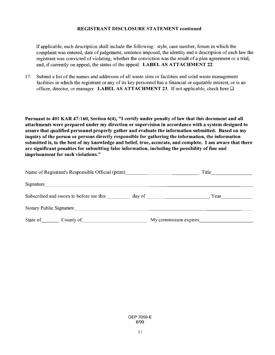 Form DEP7059-E Registration for a Registered Permit-By-Rule Class I Solid Waste Landfarm - Kentucky, Page 12