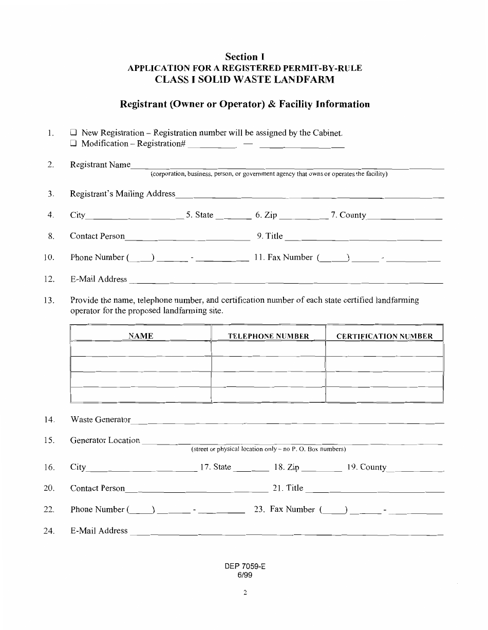 Form DEP7059-E Registration for a Registered Permit-By-Rule Class I Solid Waste Landfarm - Kentucky, Page 3