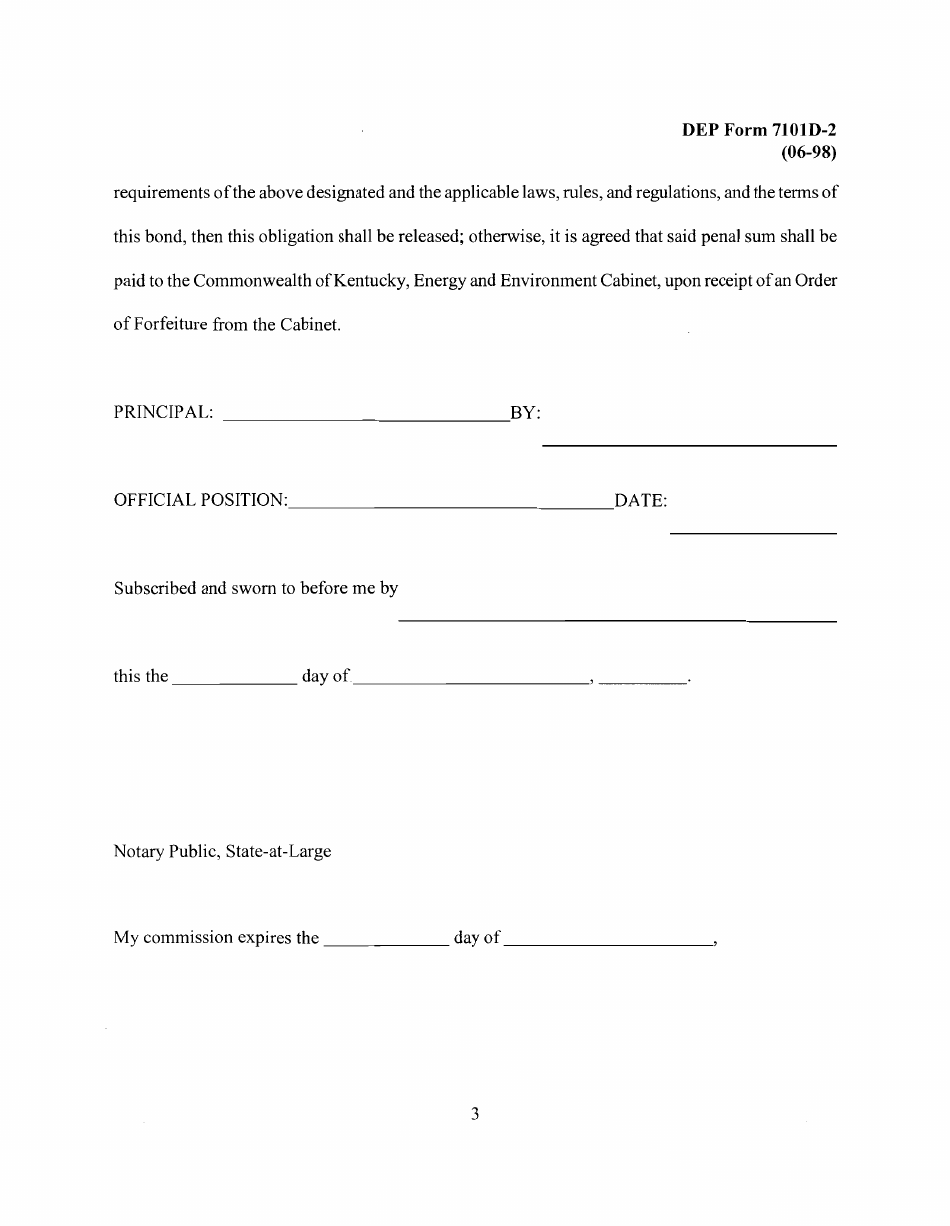 Form DEP7101D-2 Performance Bond for Waste Tire Registrants (Transporters) - Kentucky, Page 3