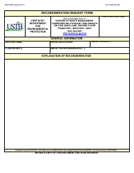 Form DEP0063 &quot;Reconsideration Request Form&quot; - Kentucky