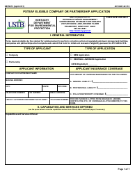 Form DEP6073 &quot;Psteaf Eligible Company or Partnership Application&quot; - Kentucky