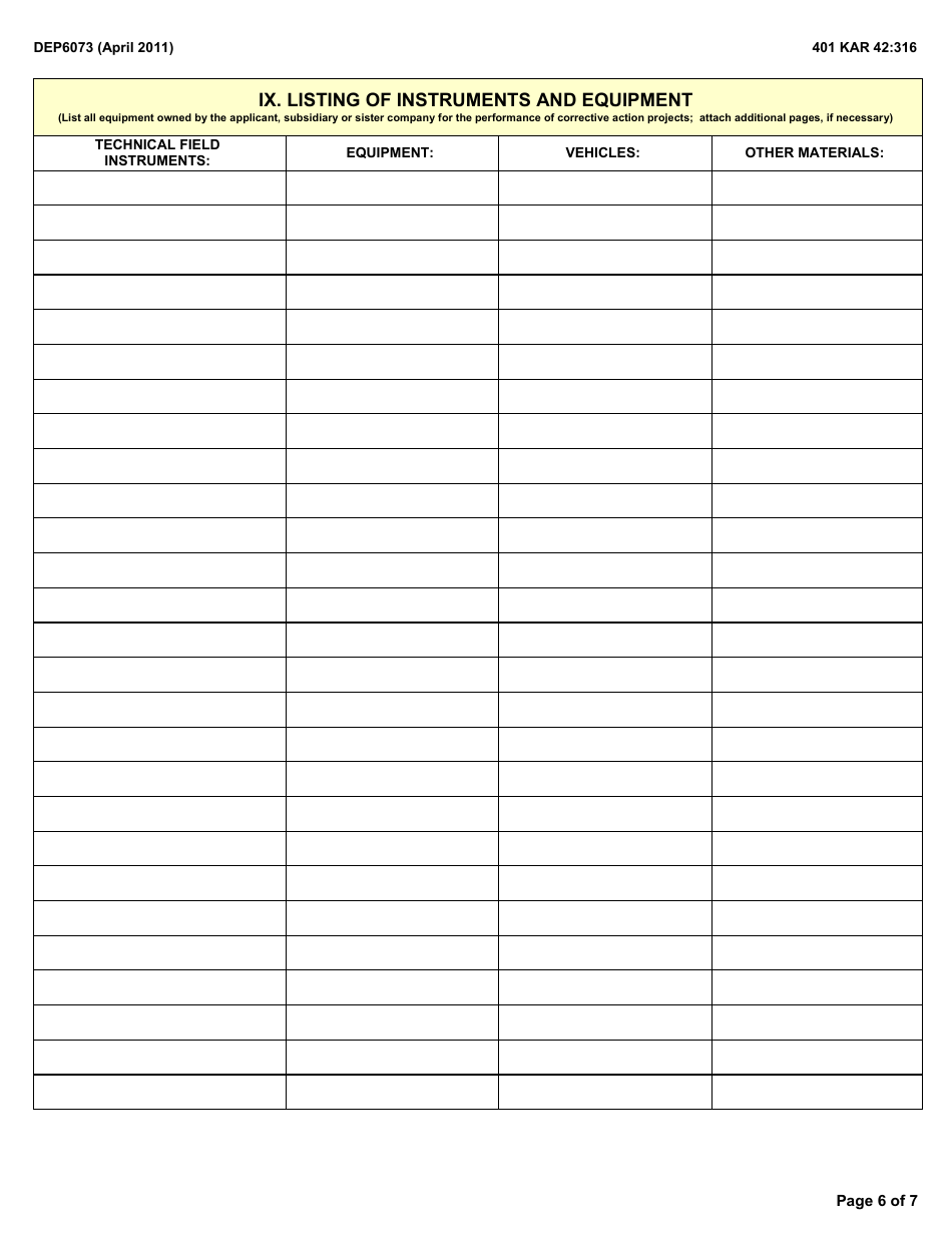 Form DEP6073 Psteaf Eligible Company or Partnership Application - Kentucky, Page 6