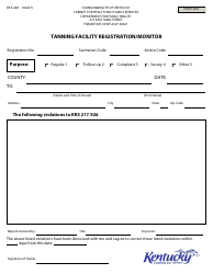 Document preview: Form DFS-400 Tanning Facility Registration/Monitor - Kentucky