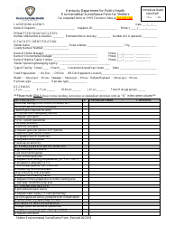 Environmental Surveillance Form for Shelters - Kentucky