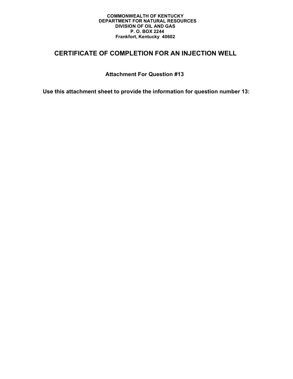 Form ED-23 Certification of Completion for an Injection Well - Kentucky, Page 2