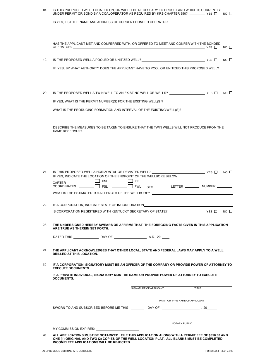 Form ED-1 Permit Application Form - Kentucky, Page 2