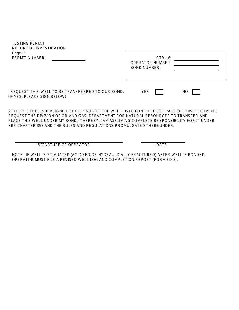 Report of Investigation for Testing Permit - Kentucky, Page 2
