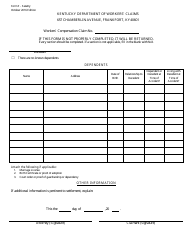 Form F &quot;Worker's Compensation Claim&quot; - Kentucky
