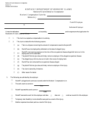 Form 111 &quot;Notice of Claim Denial or Acceptance&quot; - Kentucky