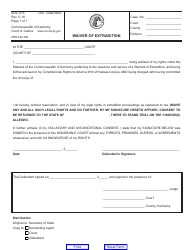 Form AOC-475 &quot;Waiver of Extradition&quot; - Kentucky