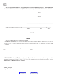 Form AOC-850 Informal Final Settlement: Affidavit, Motion, and Order - Kentucky, Page 2