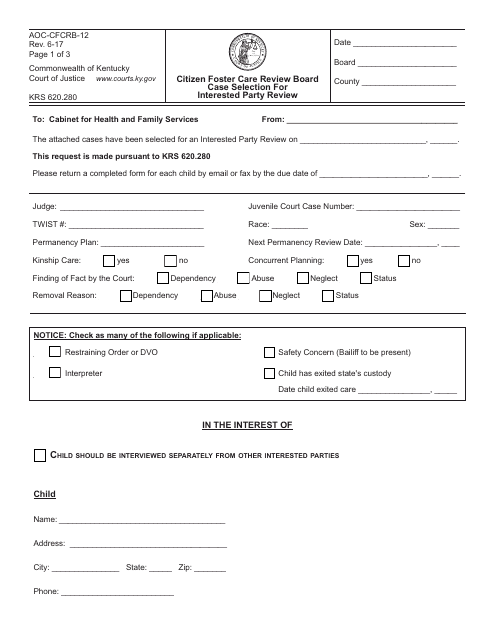 Form AOC-CFCRB-12  Printable Pdf