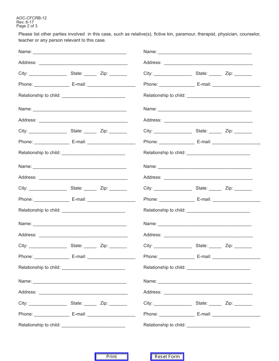 Form AOC-CFCRB-12 Citizen Foster Care Review Board Case Selection for Interested Party Review - Kentucky, Page 3