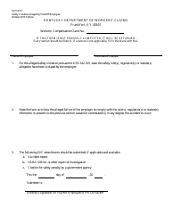 Form SVC &quot;Safety Violation Alleged by Plaintiff/Employee&quot; - Kentucky