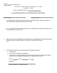 Form SVE Safety Violation Alleged by Defendant/Employer - Kentucky