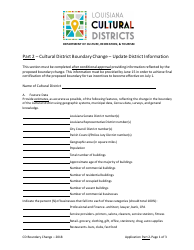 Document preview: Cultural District Boundary Change - Update District Information - Part 2 - Louisiana