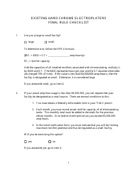 Existing Hard Chrome Electroplaters Final Rule Checklist - Louisiana