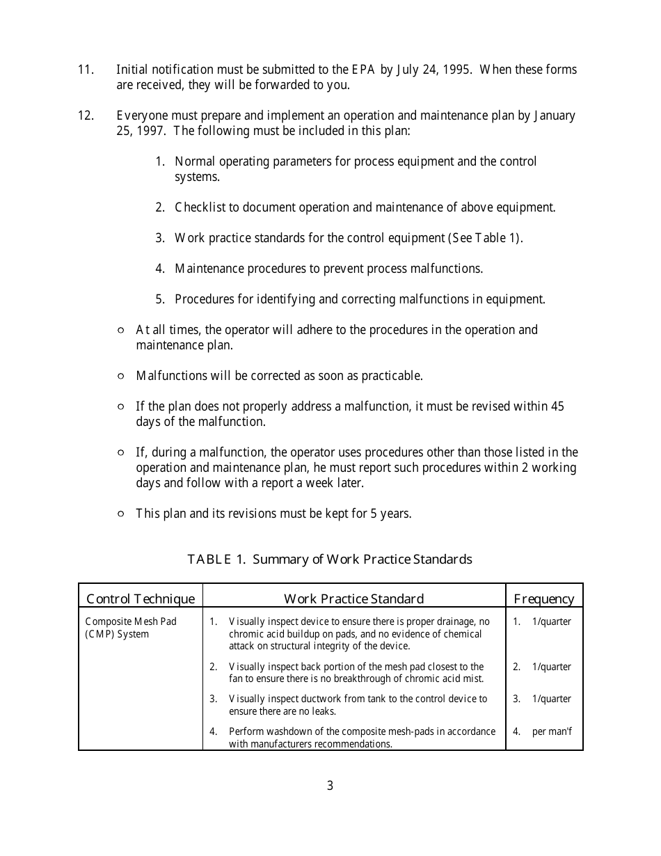 Existing Hard Chrome Electroplaters Final Rule Checklist - Louisiana, Page 3