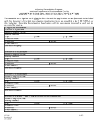 Form VCP001 Voluntary Remedial Investigation Application - Louisiana