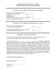 Form DEQ-OES Application for Income Tax Credit for Qualified New Recycling Equipment - Louisiana, Page 2