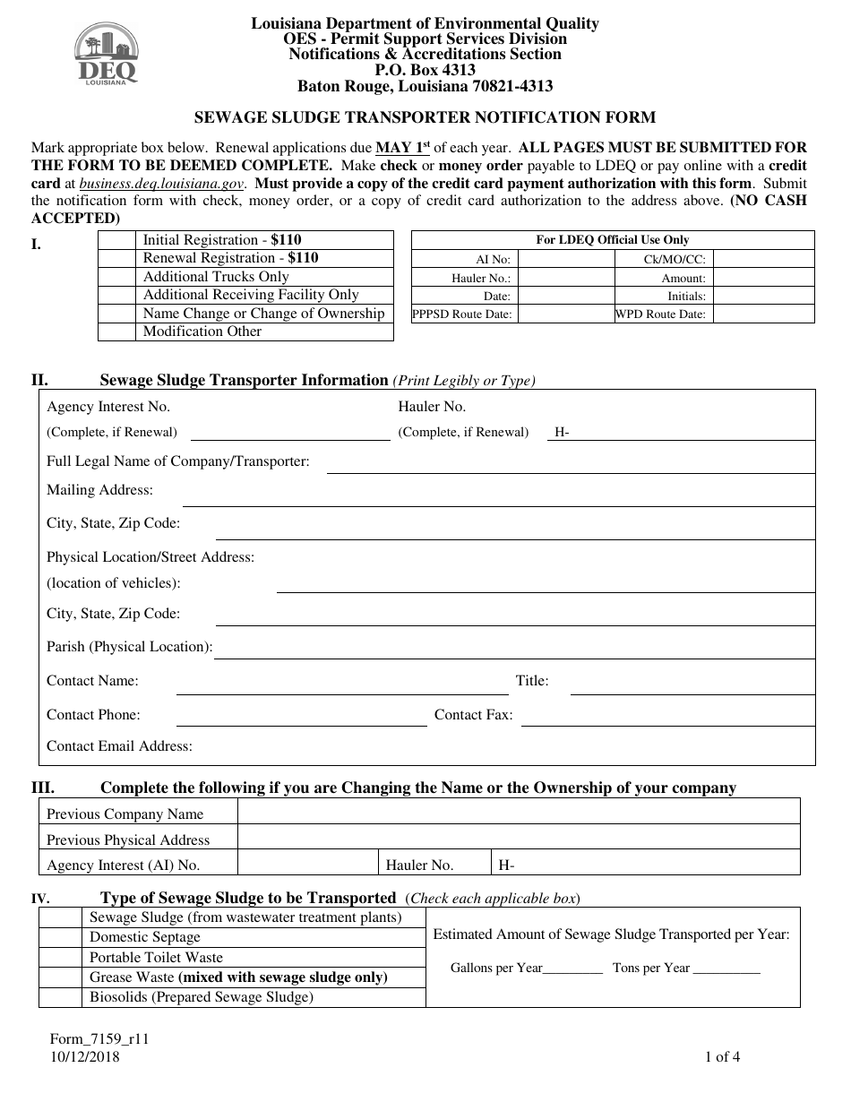 Form 7159 Download Printable PDF Or Fill Online Sewage Sludge 