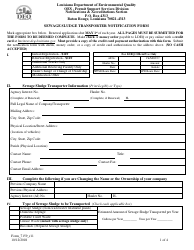 Form 7159 Sewage Sludge Transporter Notification Form - Louisiana
