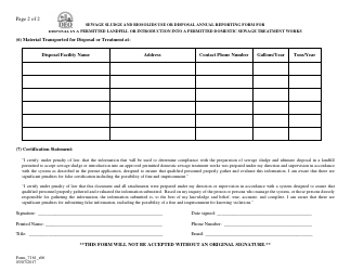 Form 7161 Sewage Sludge and Biosolids Use or Disposal Reporting Form for Disposal in a Permitted Landfill or Introduction Into a Permitted Domestic Sewage Treatment Works - Louisiana, Page 2