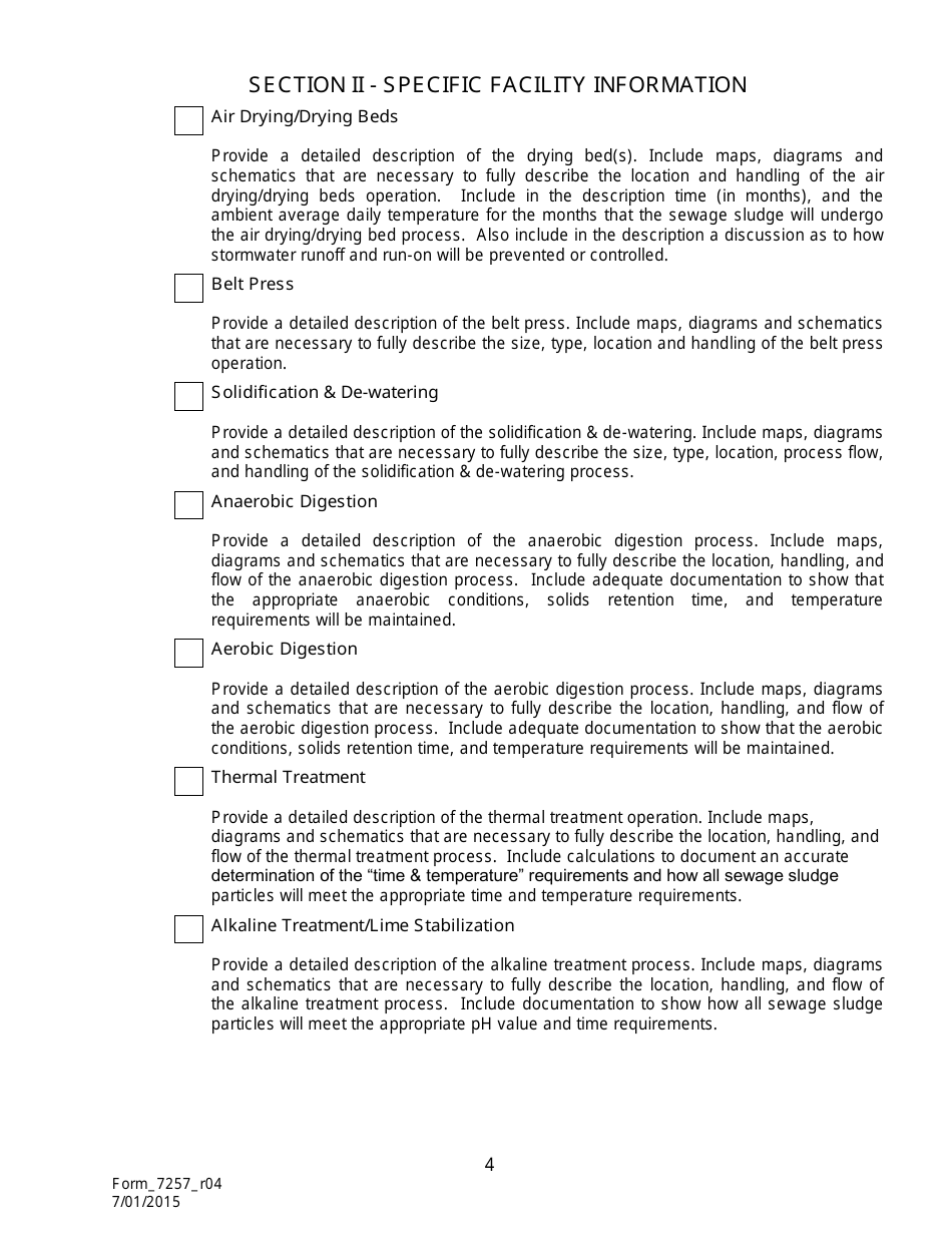 Form 7257 Notice of Intent for the Disposal of Sewage Sludge (Biosolids) in Permitted Landfills - Louisiana, Page 5