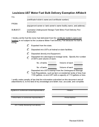 Document preview: Louisiana Ust Motor Fuel Bulk Delivery Exemption Affidavit Form - Louisiana