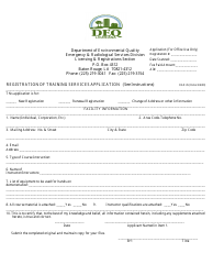 Form RAD45 &quot;Registration of Training Services Application&quot; - Louisiana