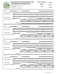 Document preview: Waste Tire Collection Center Log Sheet: Governmental Roadside Pickup - Louisiana