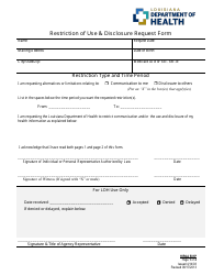 Form HIPPA501P &quot;Restriction of Use &amp; Disclosure Request Form&quot; - Louisiana