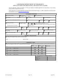 Form 1566 INDIVIDUAL Application for Individual Navigator License - Louisiana