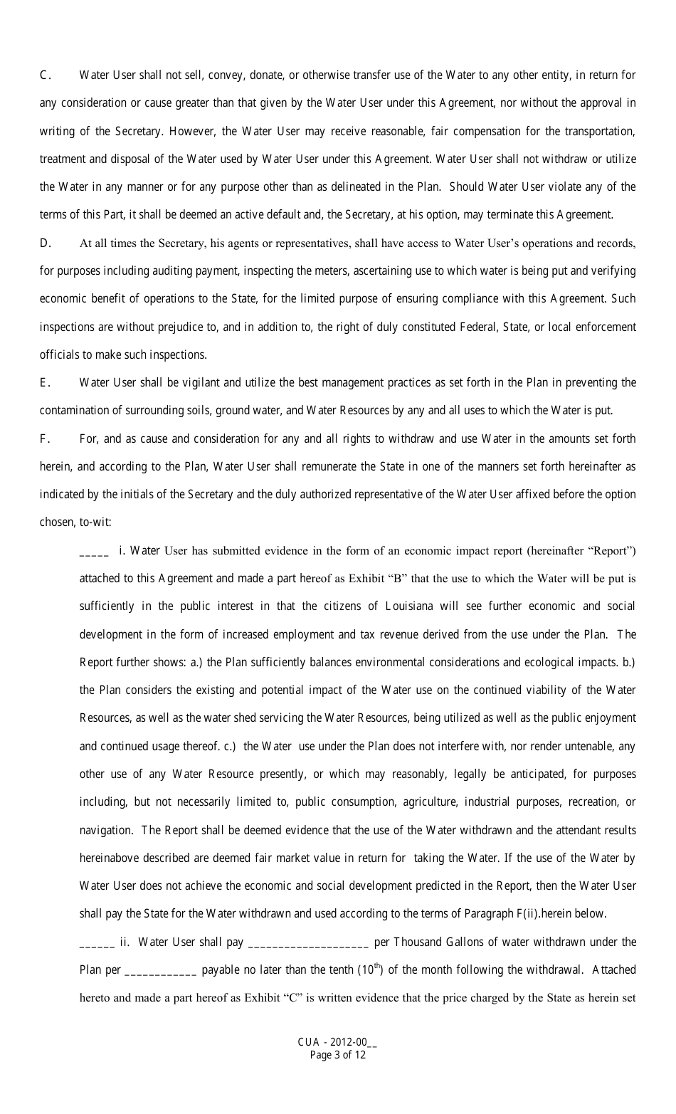 Louisiana Running Surface Water Use Cooperative Endeavor Agreement - Louisiana, Page 3